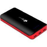 EC Technology Portable Charger 22400mAh External Battery Pack with 3 USB Outputs - Black and Red